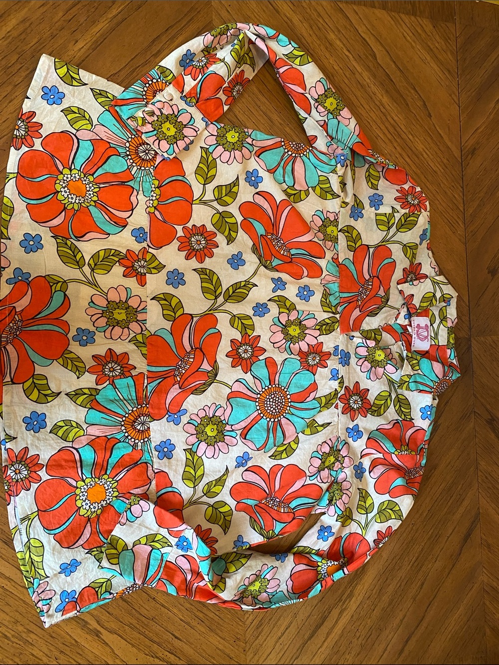 Victoria Dunn Floral Canvas Tote in Coral, Aqua & Cream